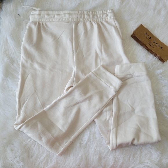 Rae Dunn 2 Piece CHILL Set Hoodie & Jogger Set S Cream/Pink Soft NWT - Picture 6 of 16